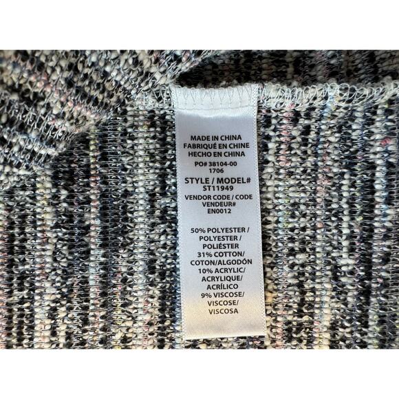 Splendid Black White Jacket Woven Boucle Kimono Wrap Open Cardi Large - Picture 10 of 10